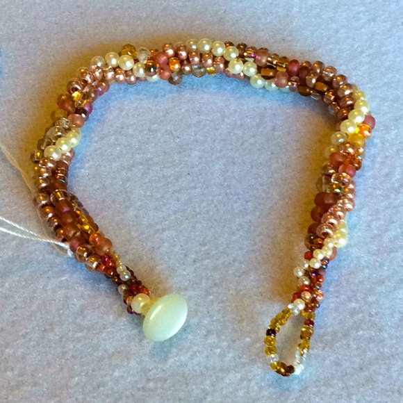 FINAL SALE PRICE CL Designs Beaded Twist Bracelet in Copper & Cream - Picture 1 of 4